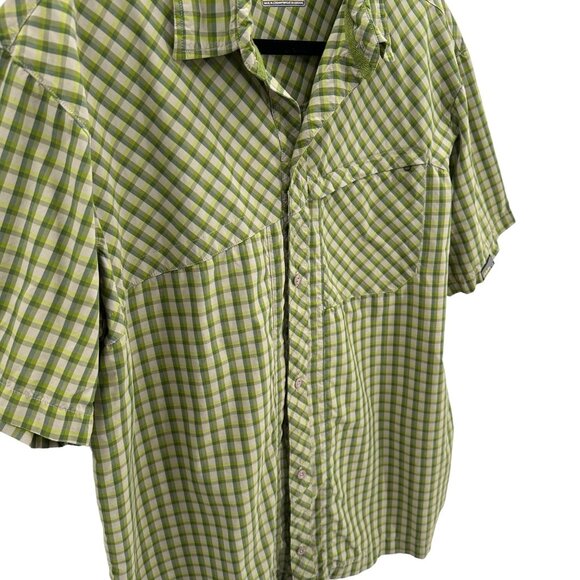 Cabela's Guidewear Mens Short Sleeve Green Plaid Shirt Nylon Size L - Picture 2 of 9